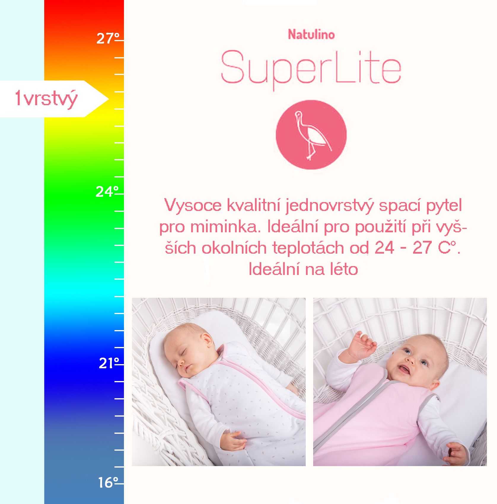Natulino dětský letní spací pytel pro miminko, NATURAL MINT / WARM GREY, 1vrstvý, M (6 - 12 měsíců) - obrázek 6