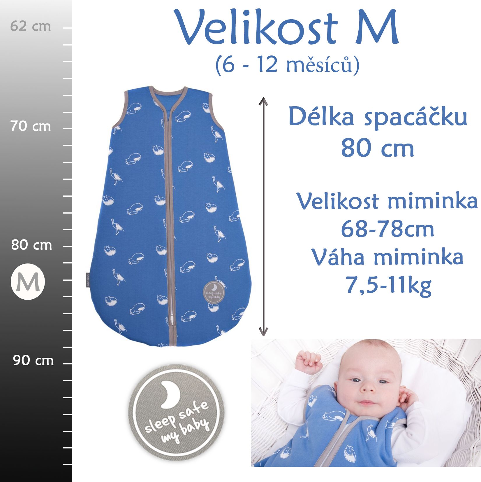 Natulino dětský letní spací pytel pro miminko, NATURAL MINT / WARM GREY, 1vrstvý, M (6 - 12 měsíců) - obrázek 8