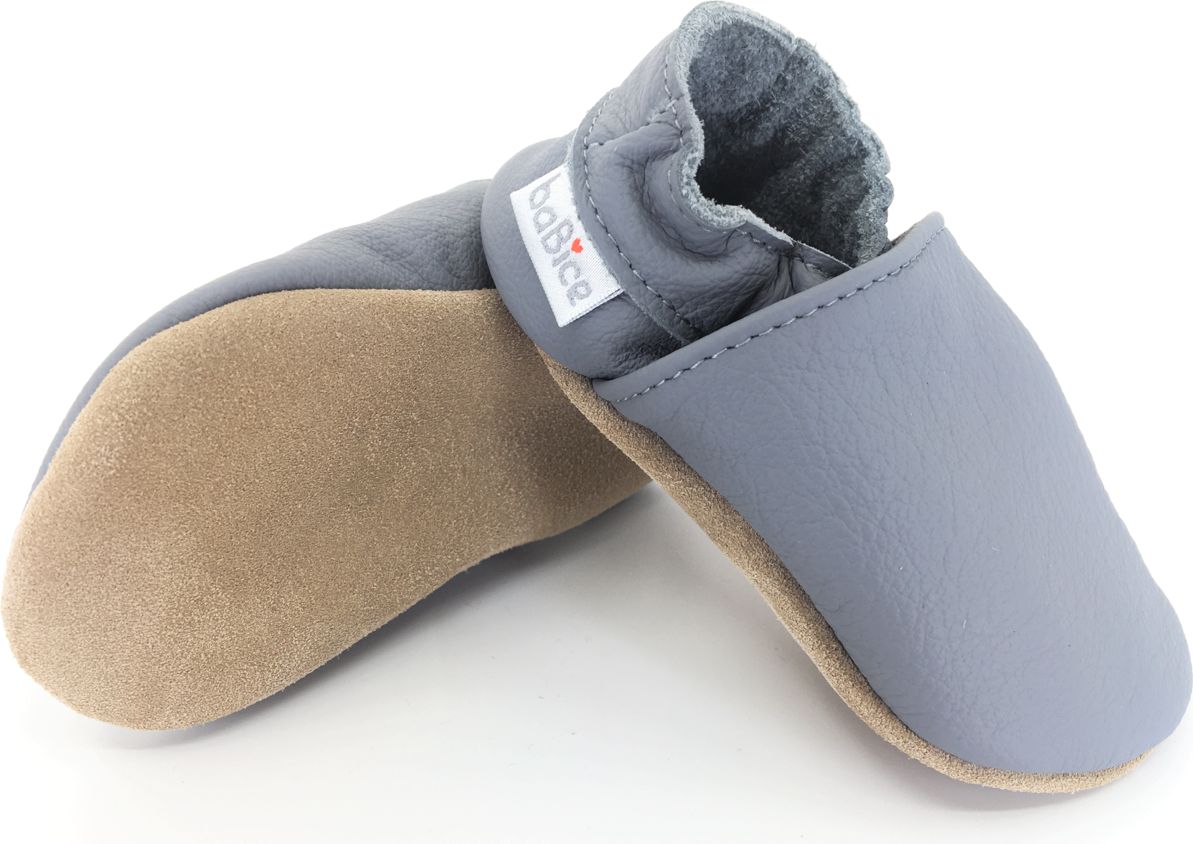Kožené barefoot capáčky BaBice Šedé BA-088 Velikost: 17 - obrázek 1