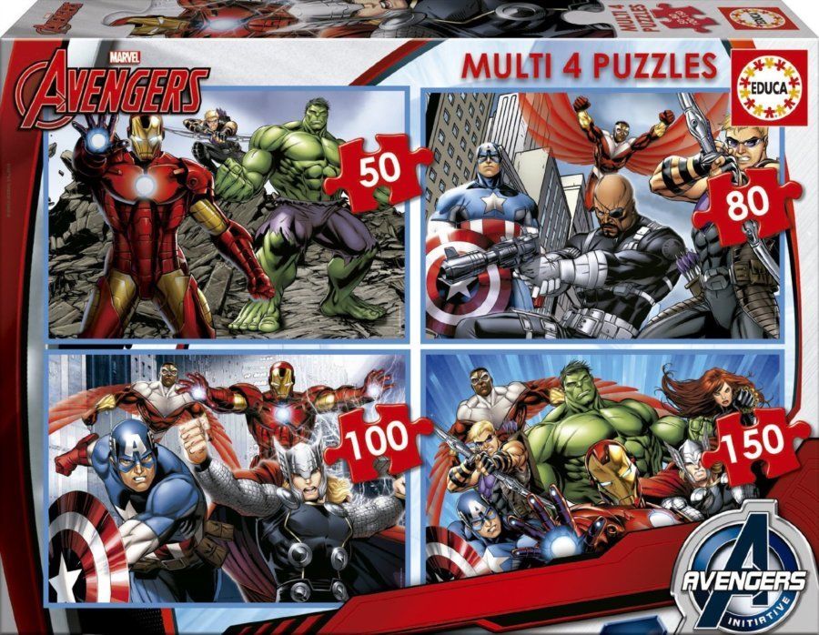 EDUCA Puzzle Avengers 4v1 (50,80,100,150 dílků) - obrázek 1