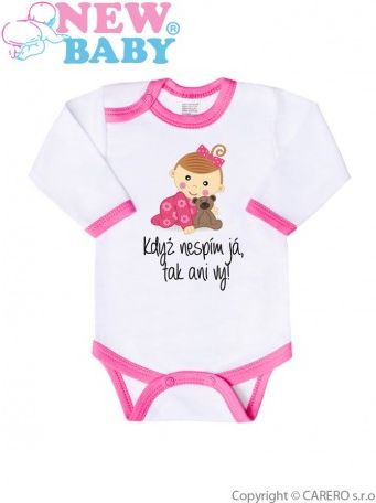 Body s potiskem New Baby Když nespím já, tak ani vy, Růžová, 56 (0-3m) - obrázek 1