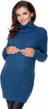 Be MaaMaa Dlouhý těhotenský svetr - jeans - obrázek 1