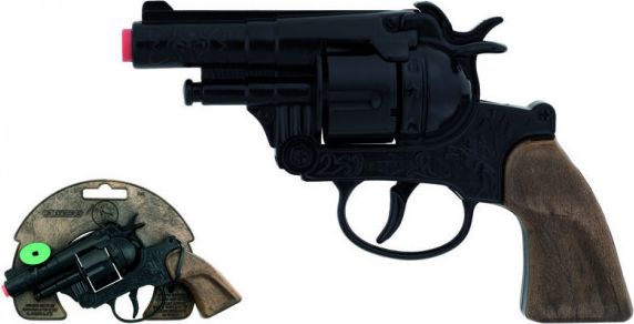 Policejní revolver černý kovový 12 ran - obrázek 1