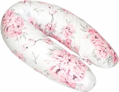 Bavlněný kojící polštář - relaxační poduška Baby Nellys, Plameňák - růžový - obrázek 1