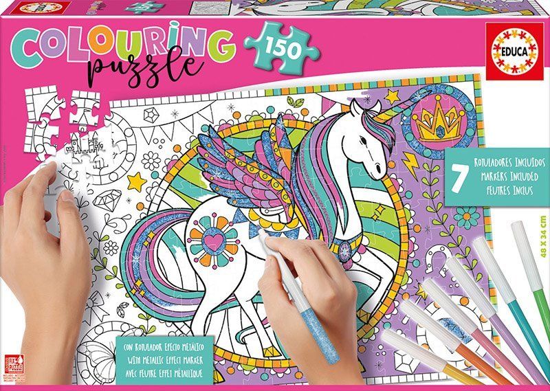 EDUCA Colouring puzzle Jednorožec 150 dílků s fixy - obrázek 1