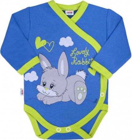 Dětské body s bočním zapínáním New Baby Lovely Rabbit, Modrá, 56 (0-3m) - obrázek 1