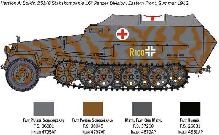 ITALERI Model Kit military 7077 - Sd.Kfz. 251/8 Ambulance (1:72) - obrázek 2