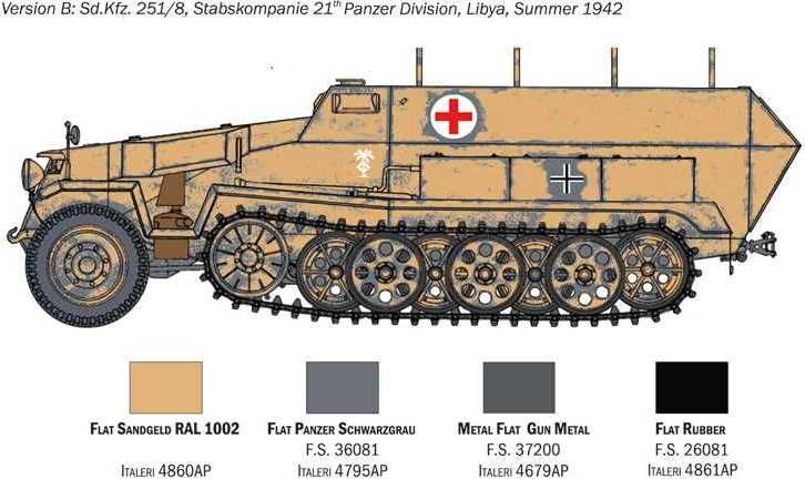 ITALERI Model Kit military 7077 - Sd.Kfz. 251/8 Ambulance (1:72) - obrázek 3
