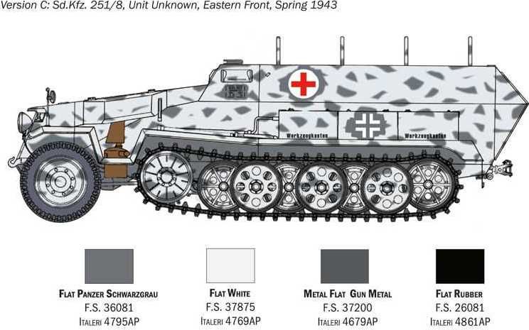 ITALERI Model Kit military 7077 - Sd.Kfz. 251/8 Ambulance (1:72) - obrázek 4