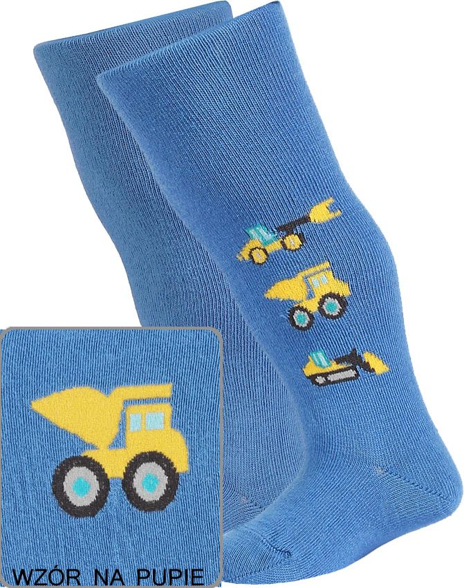 Punčocháče se vzorem pro chlapce WOLA STAVEBNÍ AUTA modré jeans Velikost: 62-74 - obrázek 2