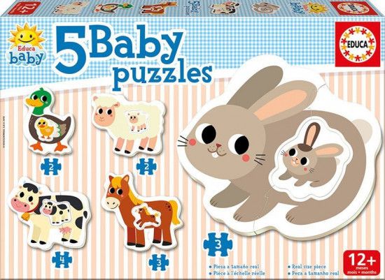 EDUCA Baby puzzle Zvířátka na farmě s mláďaty 5v1 (2-4 dílky) - obrázek 2