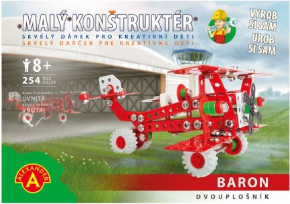 Lamps Malý konstruktér - RETRO BARON DVOJPLOŠNÍK 254 dílků - obrázek 1