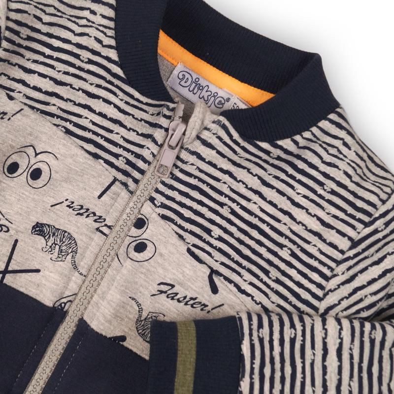 DIRKJE Mikina na zip B-SO BRIGHT GO GET THEM TIGER 74 Navy - Grey - obrázek 2