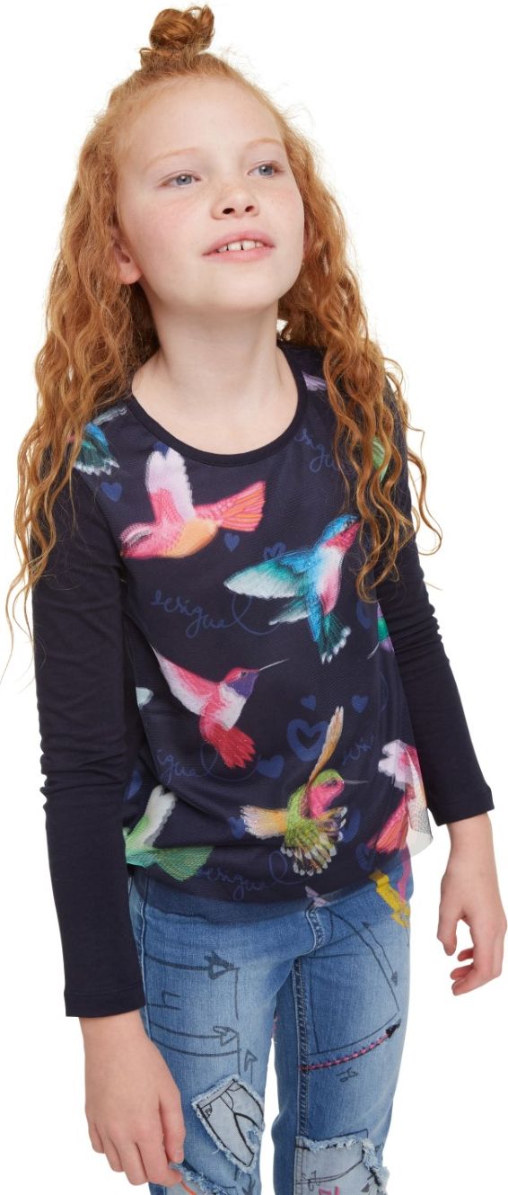 Desigual tmavě modré dívčí tričko TS Colibri - 9/10 - obrázek 1