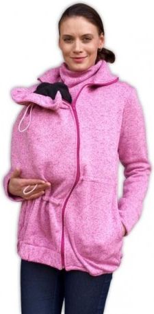 Nosící fleecová mikina - pro nošení dítěte ve předu - růžový melír - obrázek 1