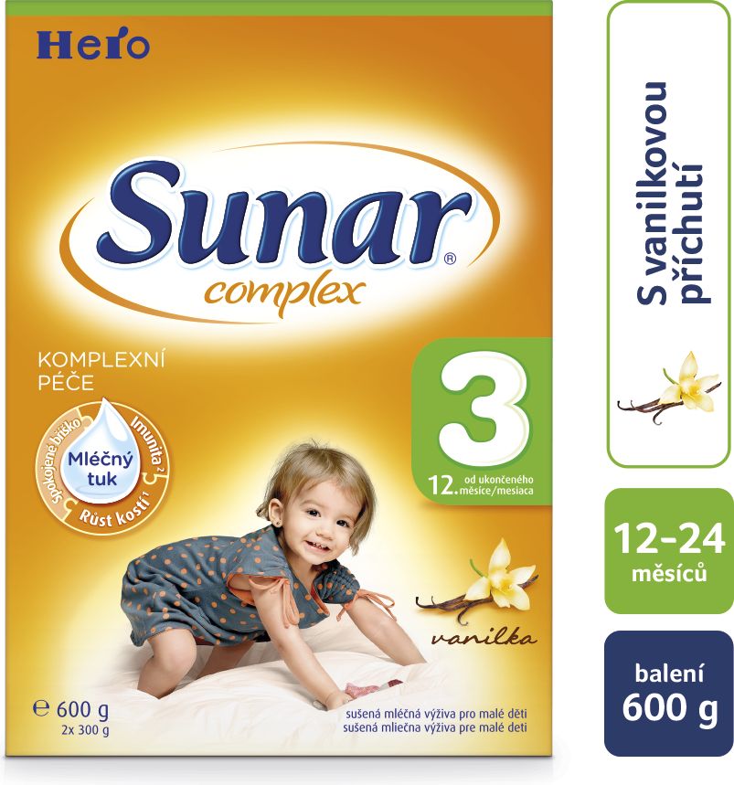3x SUNAR Complex 3 VANILKA (600 g) – kojenecké mléko - obrázek 2