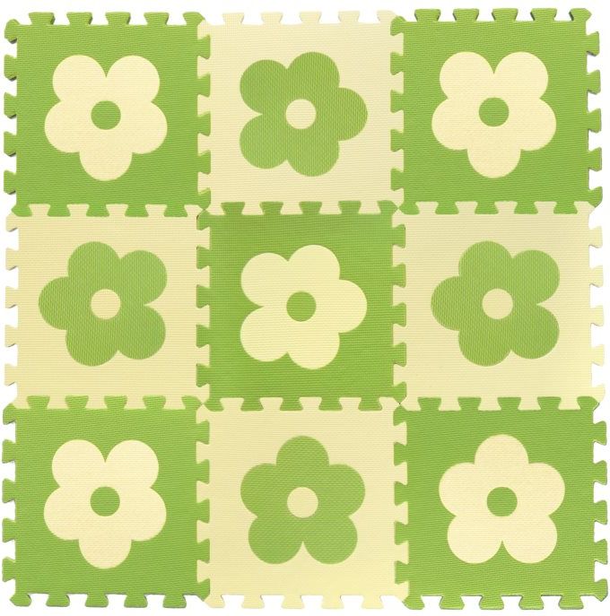 Pěnové BABY puzzle Zelené kytičky, 9 ks Varianta: B - obrázek 1