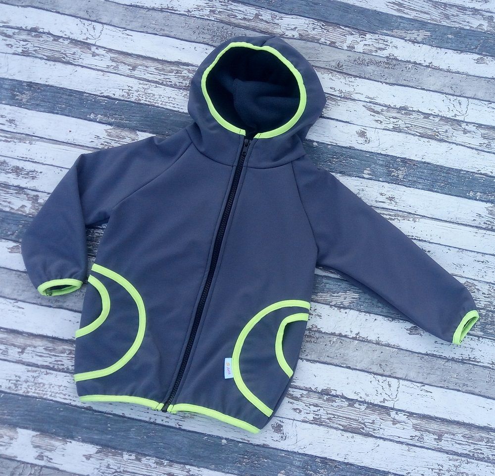 Softshellová bunda Yháček, zimní, šedá/žlutý neon Velikost: 80 - obrázek 1