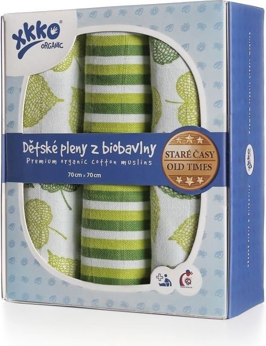 Kikko Dětské pleny z biobavlny XKKO Organic 70x70cm Staré časy - lípa - obrázek 1