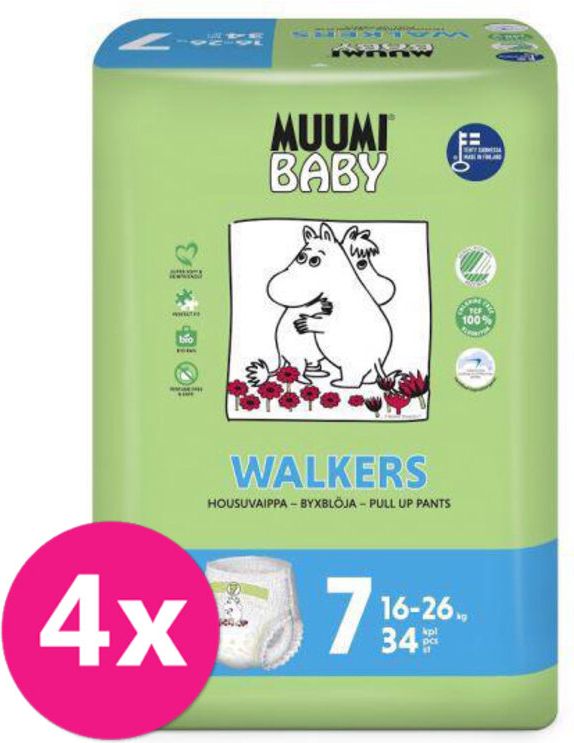 MUUMI Walkers Extra Large 136 ks (16-26 kg) MĚSÍČNÍ BALENÍ - jednorázové pleny - obrázek 1