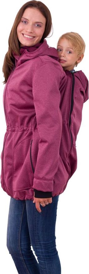 Jožánek ALICE- softshellová bunda pro nosící maminky, VÍNOVÝ melír M/L - obrázek 1