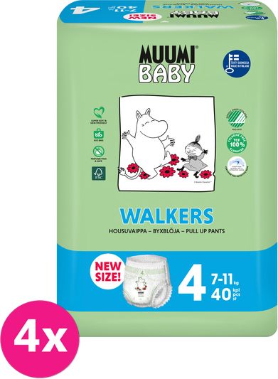 MUUMI Baby Walkers Maxi size 4 (7-11 kg) 160 ks MĚSÍČNÍ BALENÍ - jednorázové pleny - obrázek 1
