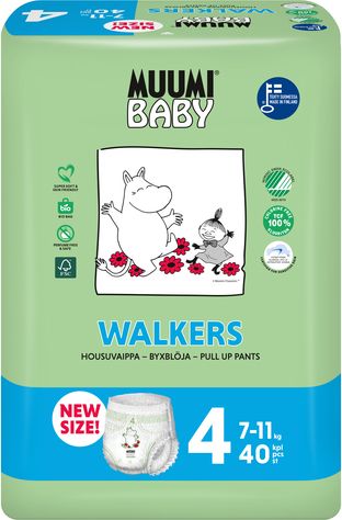 MUUMI Baby Walkers Maxi size 4 (7-11 kg) 160 ks MĚSÍČNÍ BALENÍ - jednorázové pleny - obrázek 2