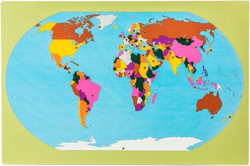 Montessori pomůcky Svět – mapa s vlajkami - obrázek 1
