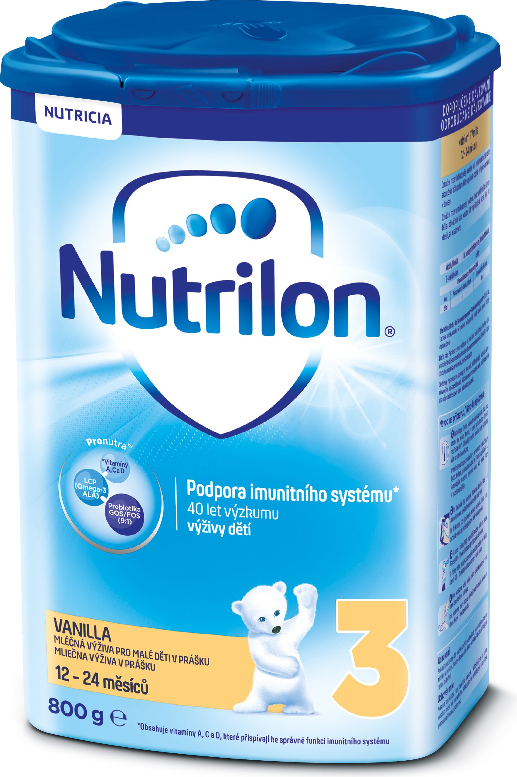 3x NUTRILON 3 ProNutra s příchutí vanilky (800g) - kojenecké mléko - obrázek 1
