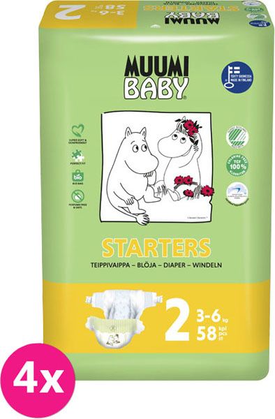 MUUMI Baby Mini 232 ks (3-6 kg) MĚSÍČNÍ BALENÍ - jednorázové pleny - obrázek 1