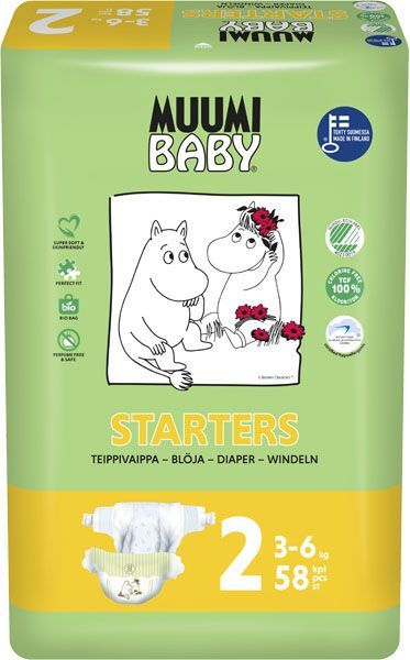 MUUMI Baby Mini 232 ks (3-6 kg) MĚSÍČNÍ BALENÍ - jednorázové pleny - obrázek 2