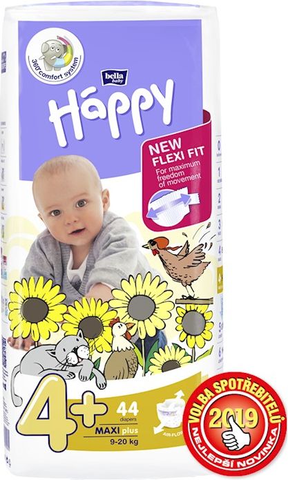 4x BELLA HAPPY Maxi Plus Big Pack 4 (9-20 kg) 62 ks - jednorázové pleny - obrázek 2