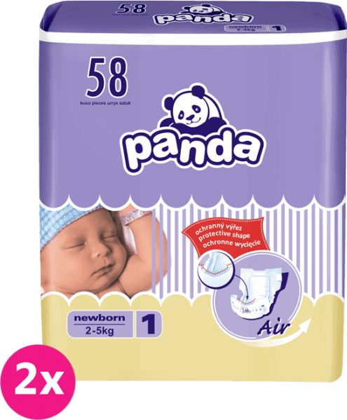 2x BELLA PANDA Newborn 58 ks (2-5 kg) - jednorázové pleny - obrázek 1