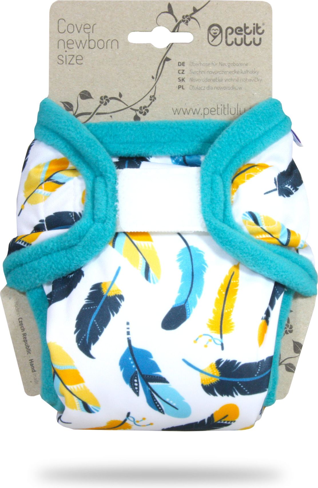 Svrchní kalhotky petit lulu novorozenecké, tyrkysová peříčka - obrázek 1