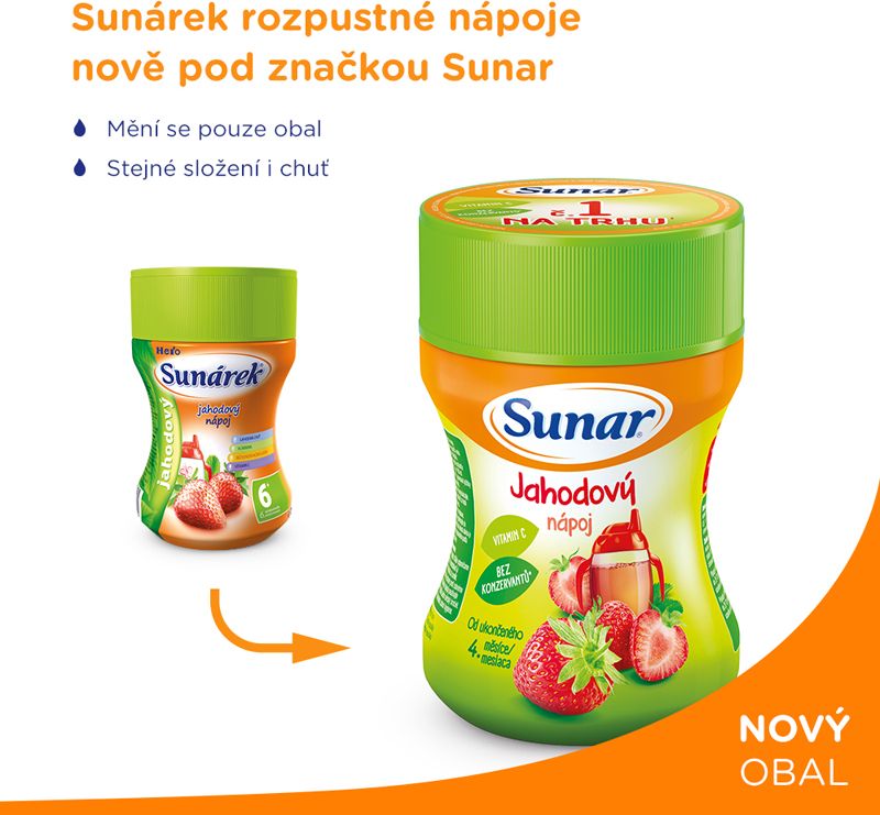 6x SUNAR Rozpustný nápoj jahodový - dóza (200 g) - obrázek 2