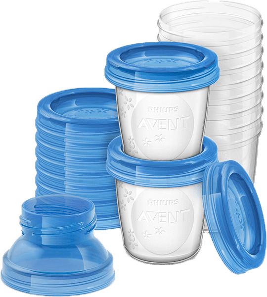 Avent VIA zásobníky 180 ml s víčky + adaptér 10 ks - obrázek 1