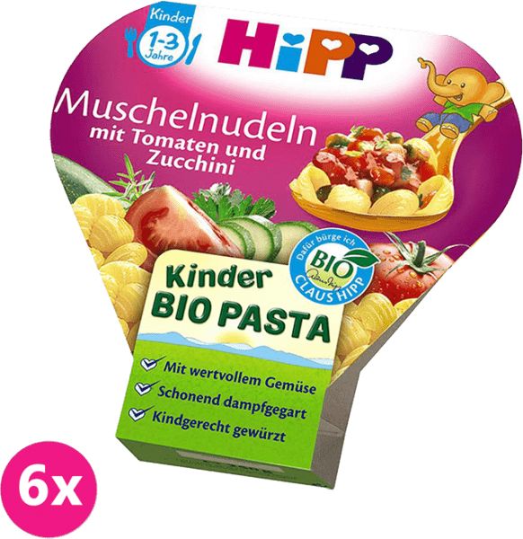 6x HIPP BIO Těstoviny s rajčaty a cuketou (250 g) - obrázek 1