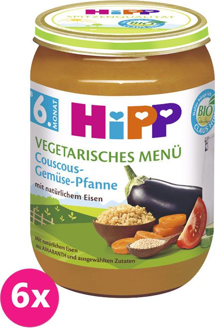 6x HIPP BIO Bezlepkový kuskus se zeleninou - vegetariánské menu, 190 g - zeleninový příkrm - obrázek 1