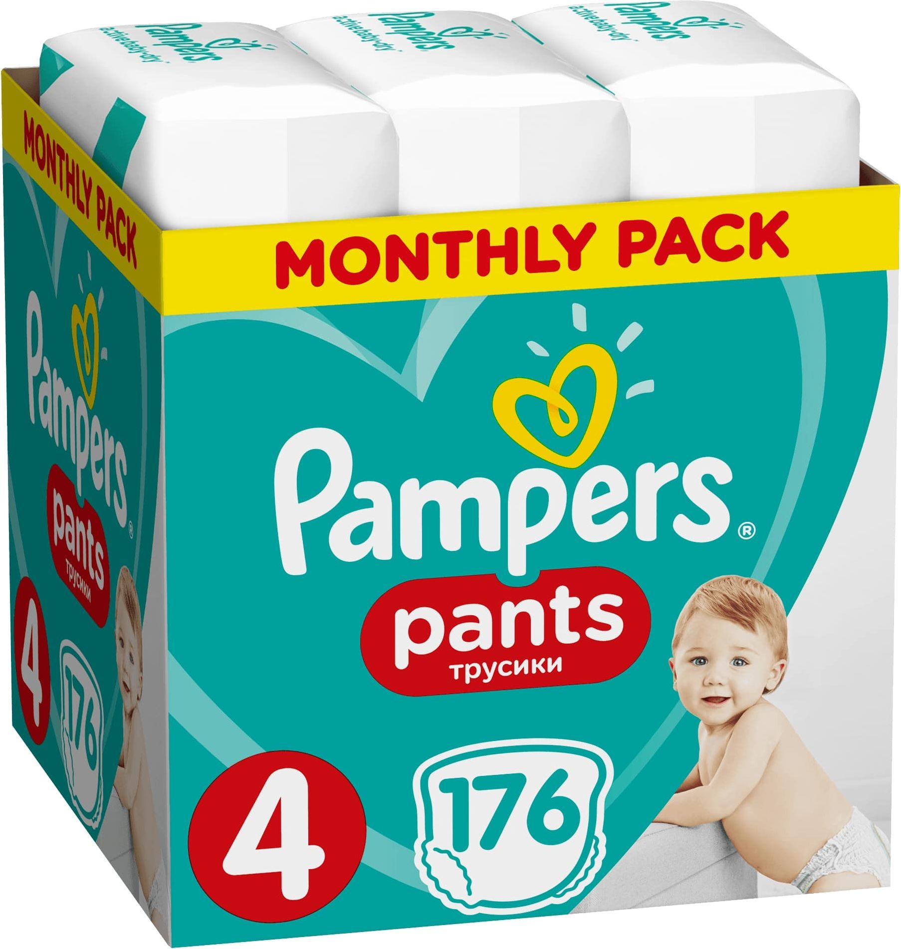PAMPERS Pants 4 Active Baby Dry 9-15 kg 176 ks - obrázek 2