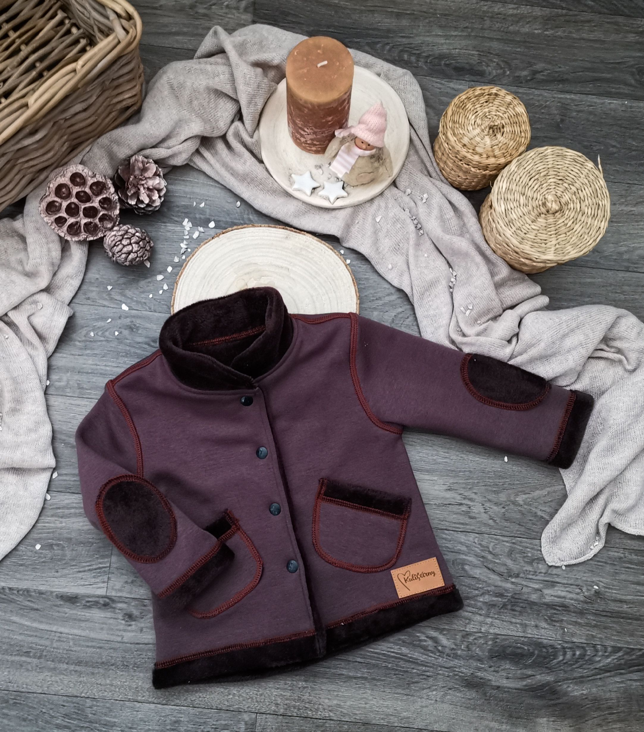 Kulišárny (handmade) Kabátek zateplený ,,Brown,, VELIKOST: 86-92 - obrázek 1