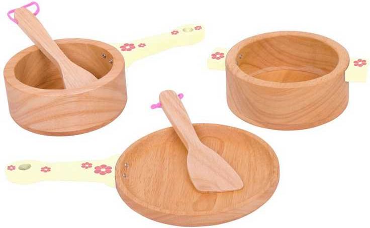 Bigjigs Toys Dřevěné hrnce a pánvička - obrázek 1