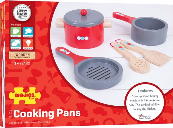 Bigjigs Toys Dřevěný set nádobí s puntíky - obrázek 2