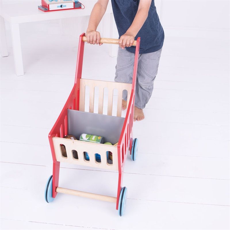 Prodejna - Nákupní vozík, Dřevěný Supermarket (Bigjigs) - obrázek 3