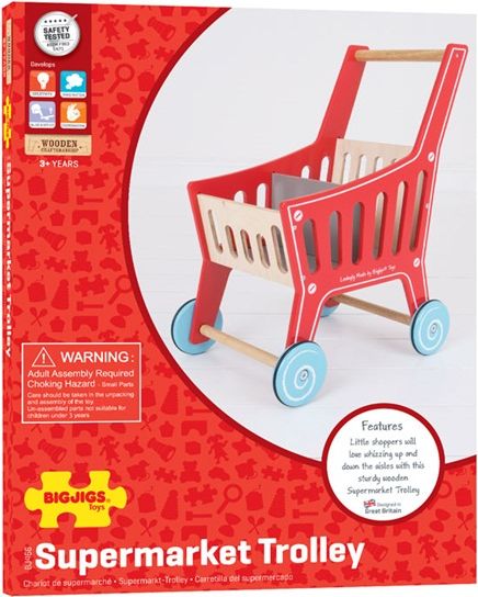 Prodejna - Nákupní vozík, Dřevěný Supermarket (Bigjigs) - obrázek 4