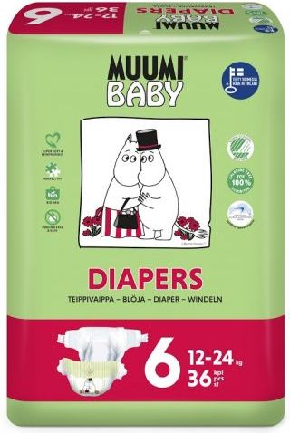 MUUMI Baby Junior 144 ks (12-24 kg) MĚSÍČNÍ BALENÍ – jednorázové pleny - obrázek 2