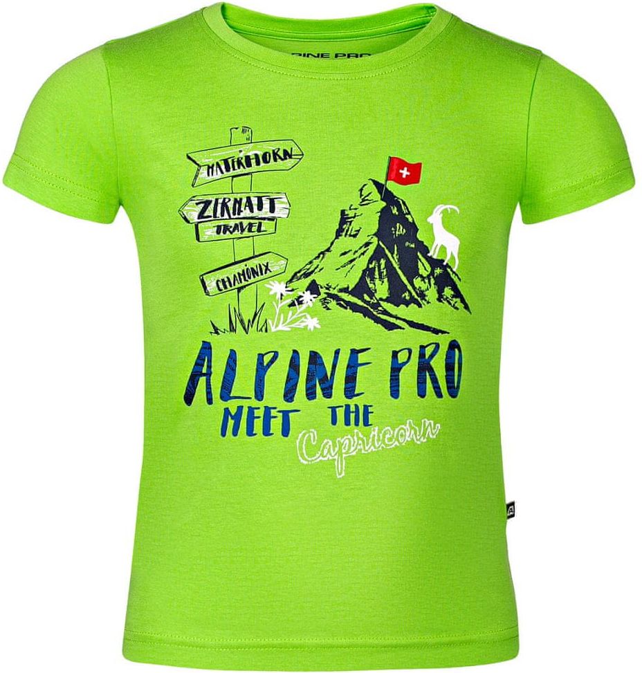 ALPINE PRO dívčí tričko s potiskem 164-170 zelena - obrázek 1