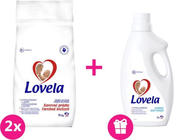 2x LOVELA Color prací prášek 5 kg (40 dávek) + Lovela aviváž 2 L - obrázek 1