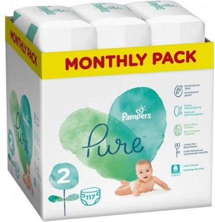 PAMPERS Pure Protection S2, 117 ks (4-8 kg) - jednorázové pleny - obrázek 1