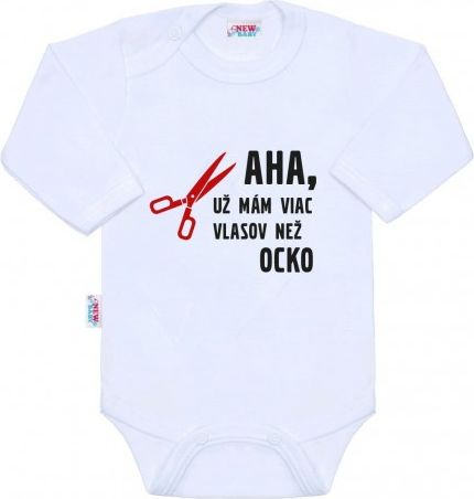 Body s potiskem New Baby Viac vlasov než ocko, Bílá, 80 (9-12m) - obrázek 1