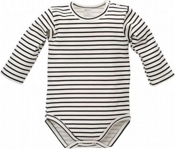 PINOKIO Dětské proužkované body Happy day - bílo-černé 86 - obrázek 1